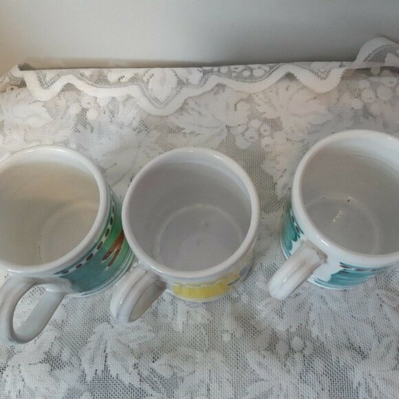 Made in ITALY CERAMIC pottery MUGS hand painted BIRD DUCKS 14OZ - Picture 8 of 8